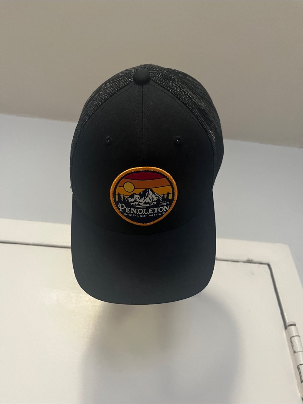 Pendleton Black Mesh Back Cap with Sunset Mountain Patch